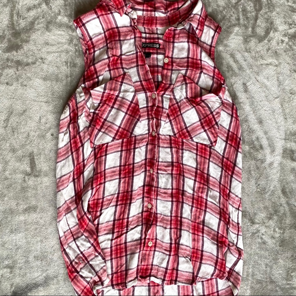 Express Sleeveless Flannel Shirt
